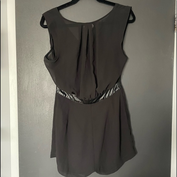 Silence + Noise Black Chiffon Romper with Leather Trim - Size 4 - Picture 4 of 4